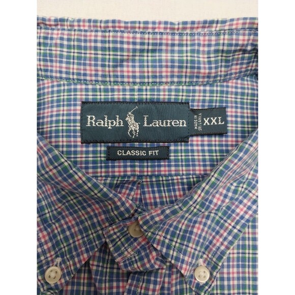 Ralph Lauren Button Down LS Shirt Mens Size XXL Pink Blue Plaid Classic Fit - Picture 12 of 16